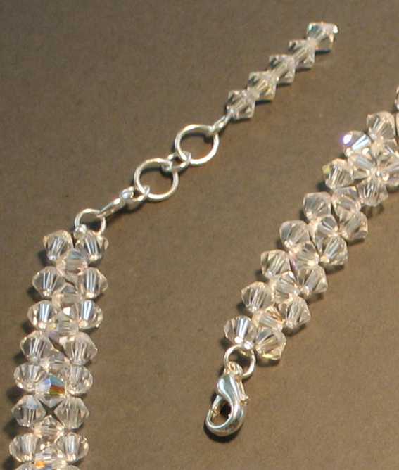 Three Crystal Woven Necklace Detail